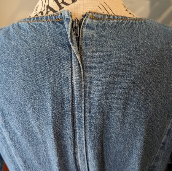1990s Vintage Denim Women's Faux Button Up Dress Size 8 - Picture 8 of 10